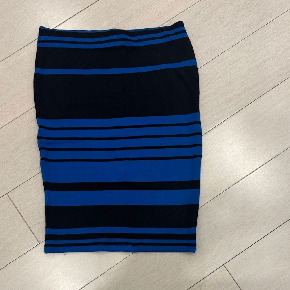 Forever 21 Striped Black and Blue Pencil Skirt